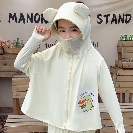 Unisex nan Kapuzenponcho für Kinder mit UV-Schutz, Ohrenkapuze und niedlichem Panda-Motiv  EB