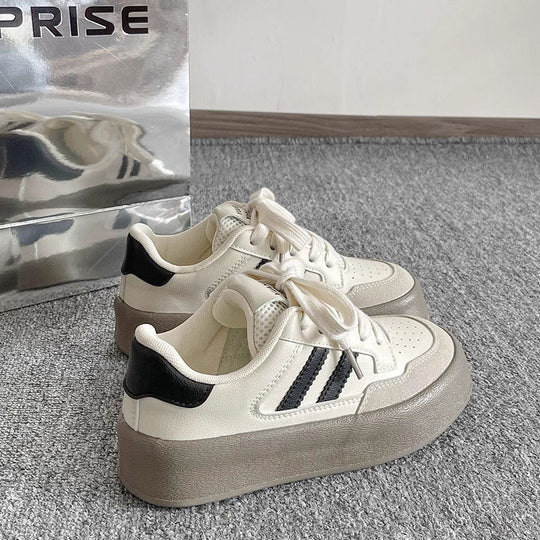 Damen Plattform Sneakers mit atmungsaktiver Obermaterialkombination und rutschfester Sohle EB