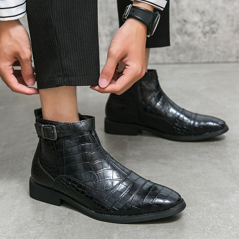 Damen elegante Schnürstiefeletten mit modischem Krokodilmuster EB