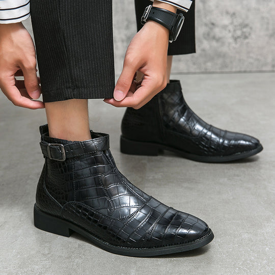 Damen elegante Schnürstiefeletten mit modischem Krokodilmuster EB