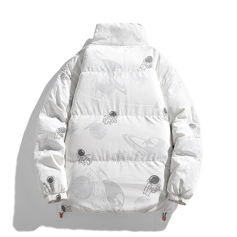 Damen futuristische Steppjacke mit astronautischen Mustern EB