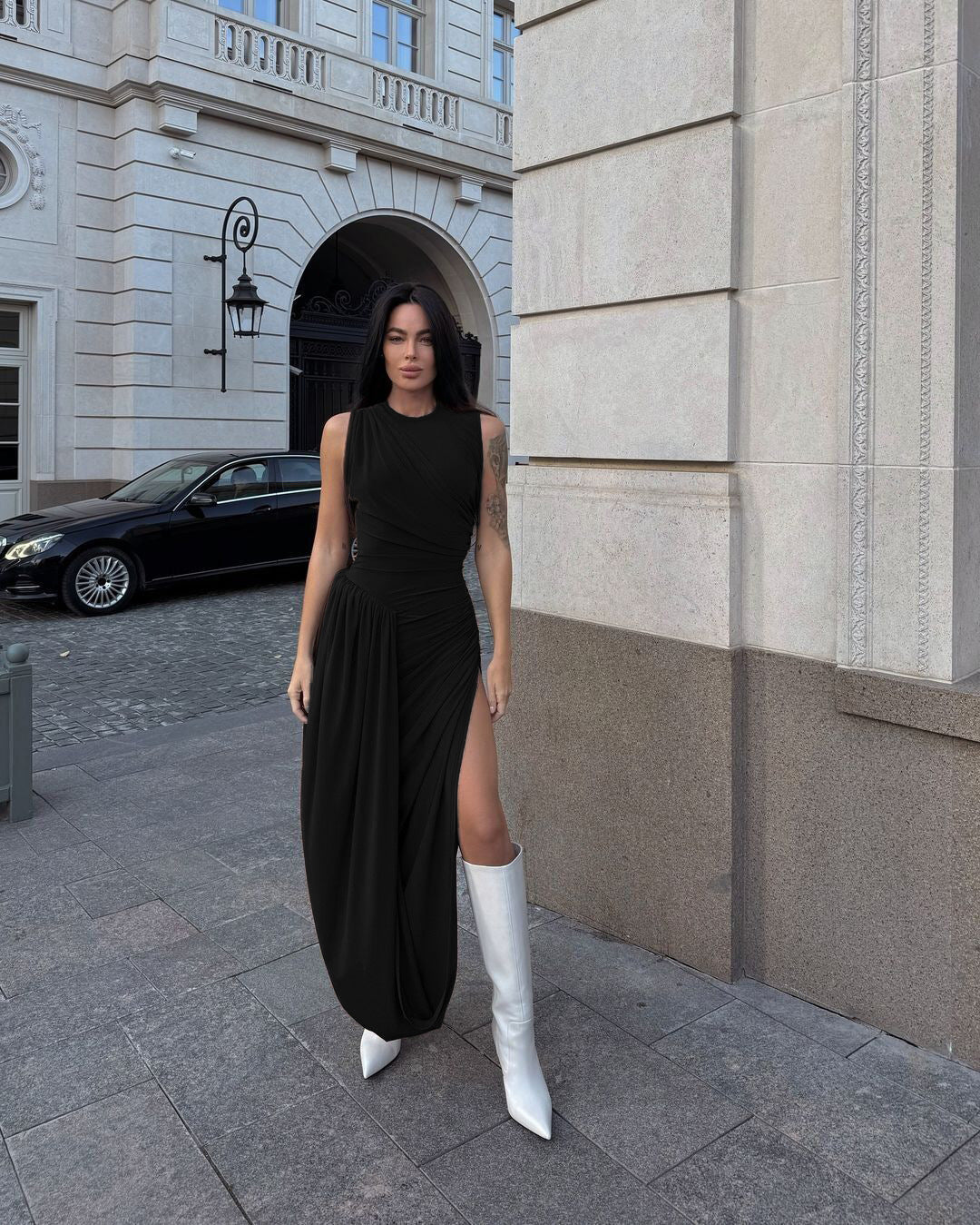 Damen Elegantes Maxikleid mit raffiniertem Wickeldesign EB