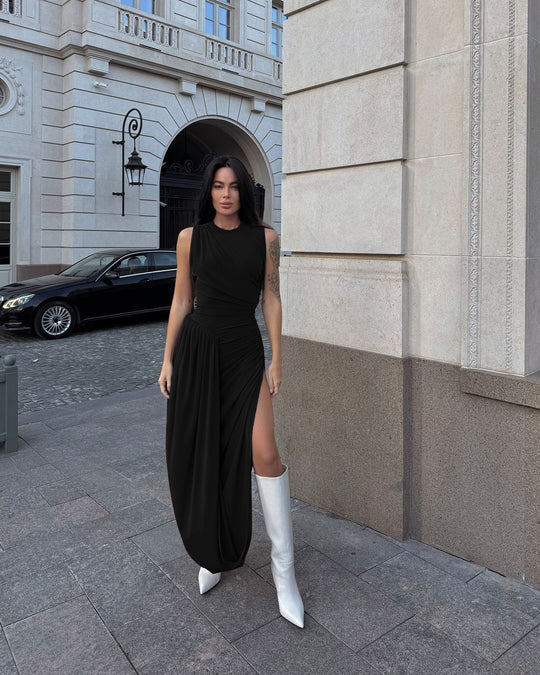 Damen Elegantes Maxikleid mit raffiniertem Wickeldesign EB