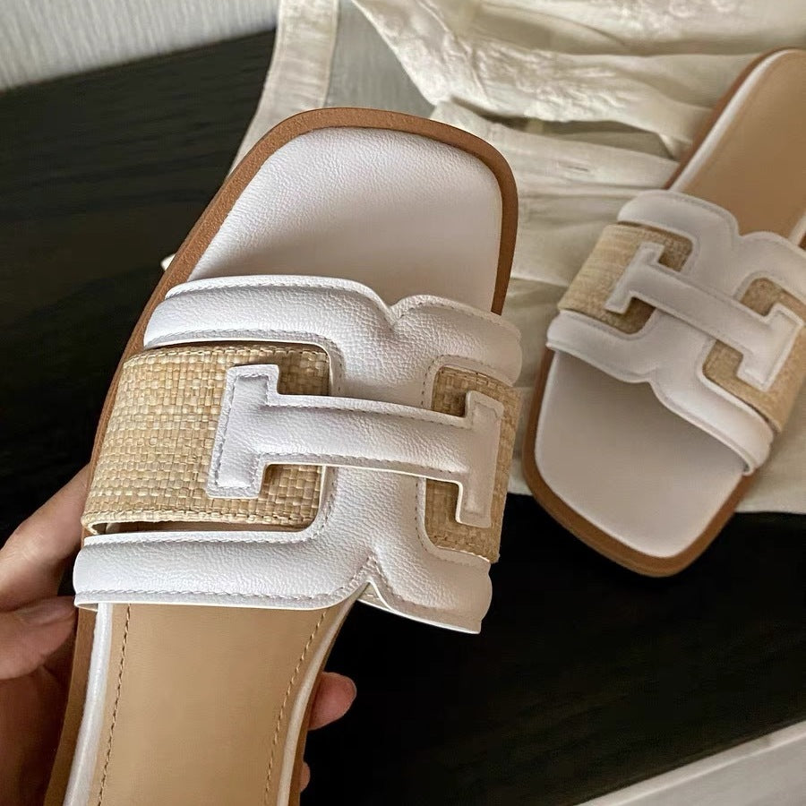 Damen modische Slipper mit elegantem Riemendesign und gepolstertem Fußbett EB