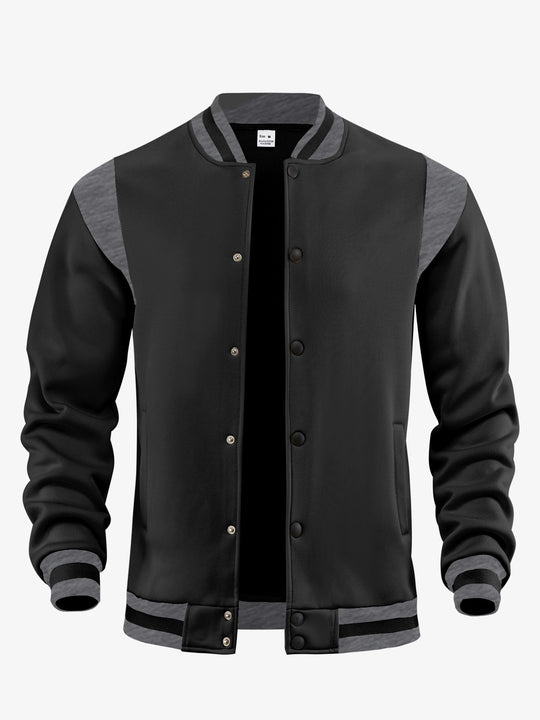 Herren nan leichte Collegejacke im Varsity-Look mit Druckknopfverschluss Rippbündchen und Kontrast-Schulterbesatz EB