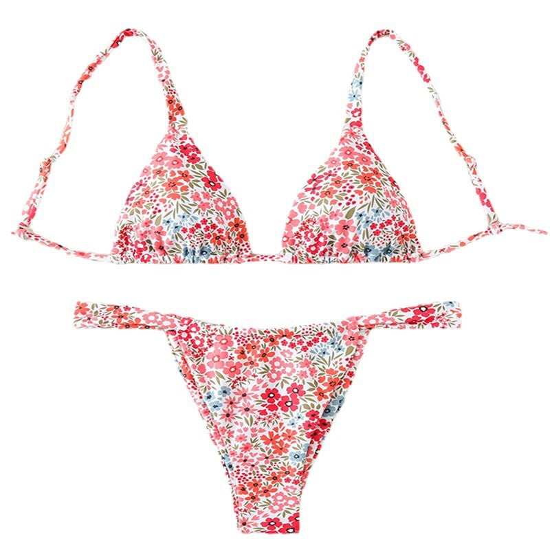Damen Triangel-Bikini mit floralem Muster und verstellbaren Trägern EB 1779790786