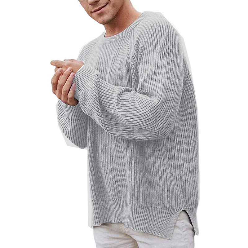 Herren lässiger Strickpullover mit Rippenstruktur und bequemer Passform EB
