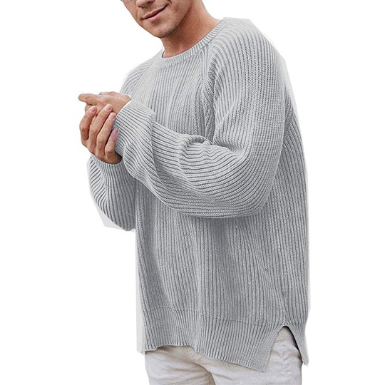 Herren lässiger Strickpullover mit Rippenstruktur und bequemer Passform EB