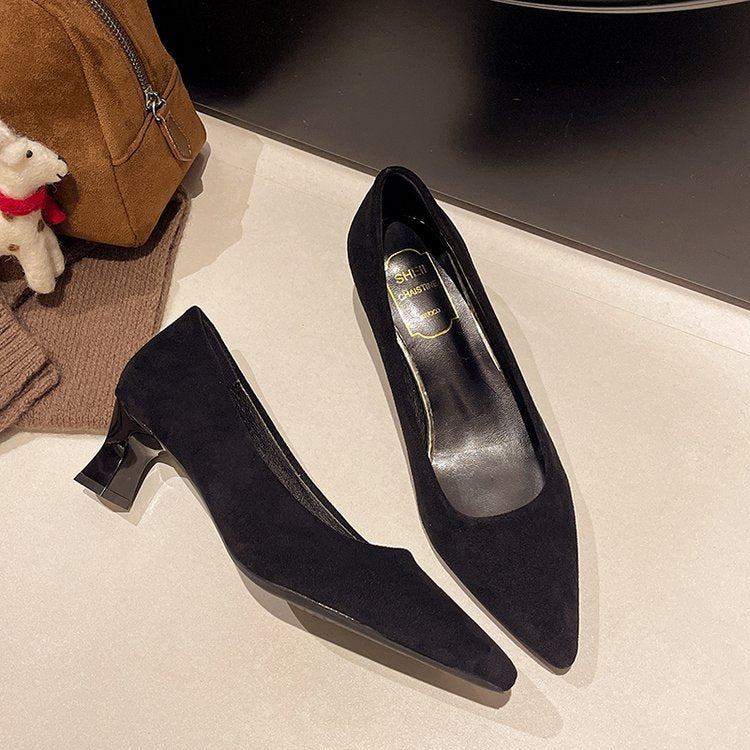 Damen elegante Spitzenpumps mit Komfort-Blockabsatz EB
