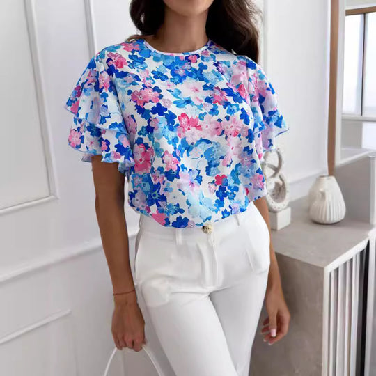 Damen Bluse mit voluminösen Rüschenärmeln EB