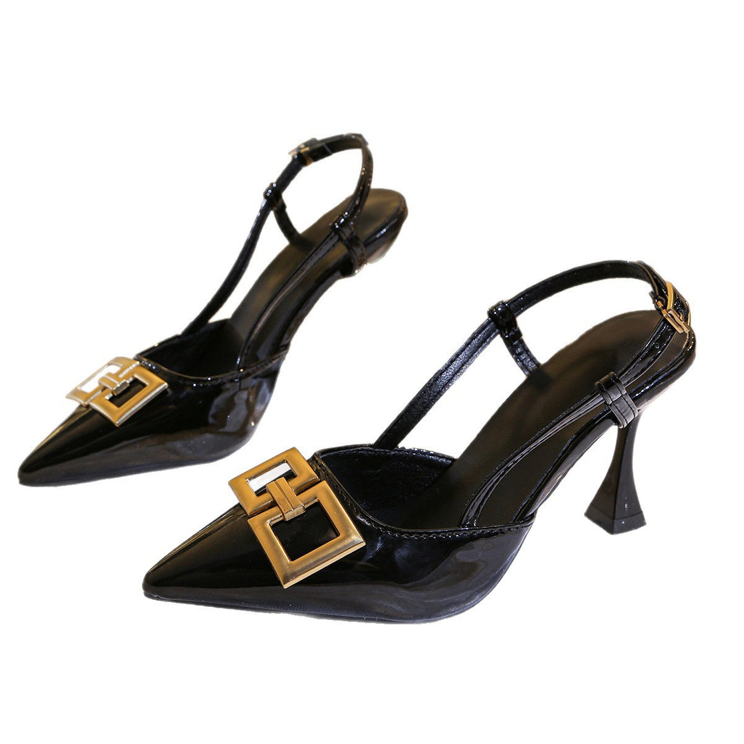 Damen eleganter Slingback Absatzschuhe mit modischer Schnalle und spitzem Zehenbereich EB
