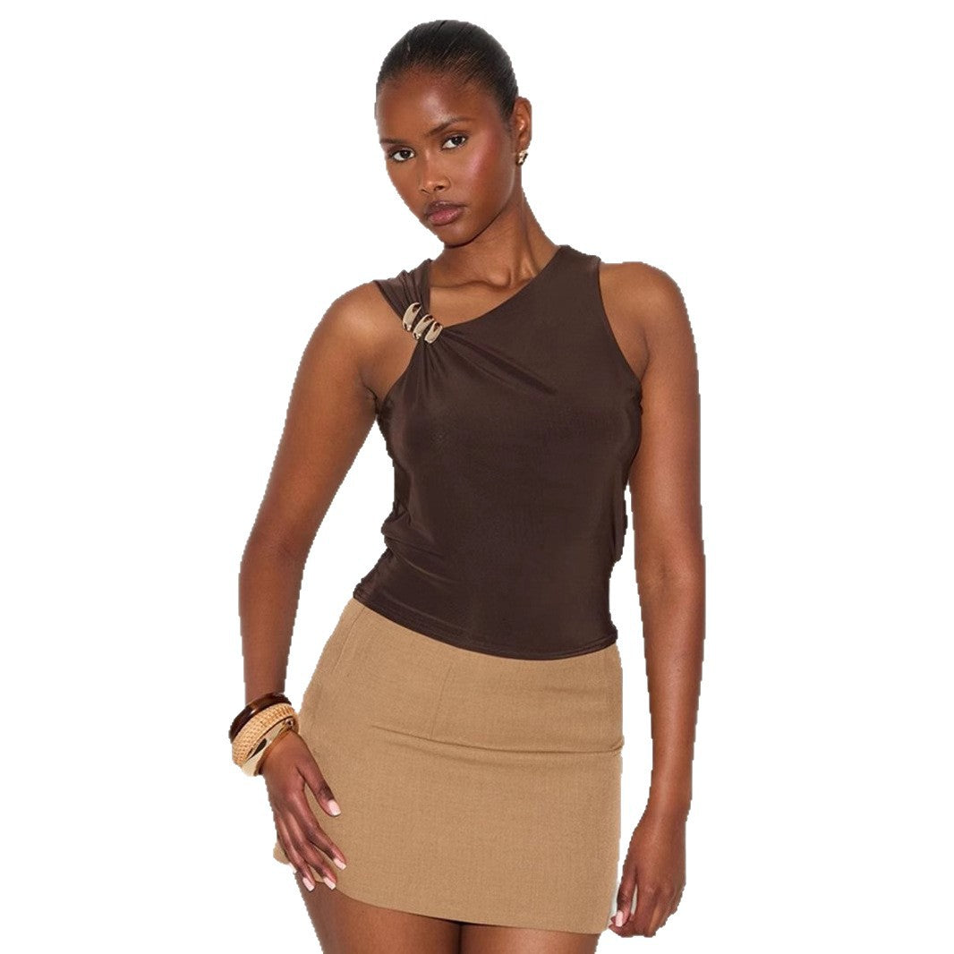 Damen Elegantes Tanktop mit dekorativem Knotendetail EB