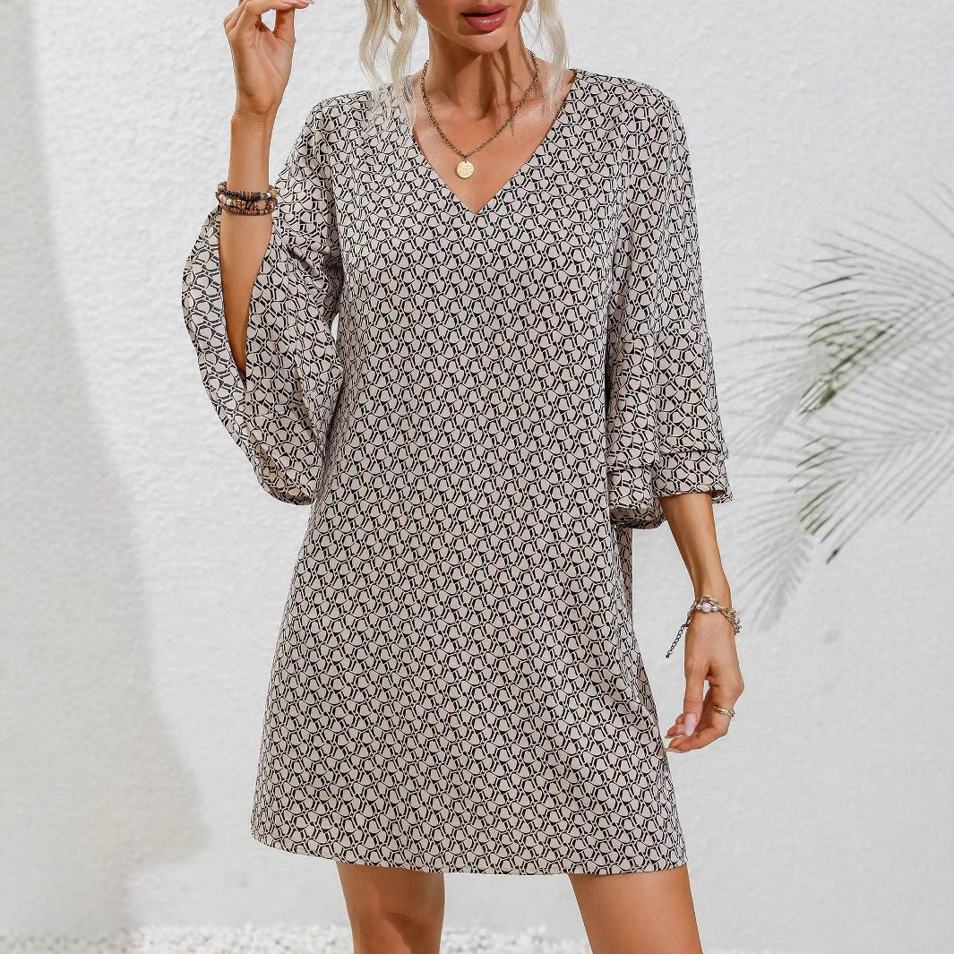 Damen Wickelkleid mit voluminösen Ärmeln und elegantem V-Ausschnitt Heidi-Mode