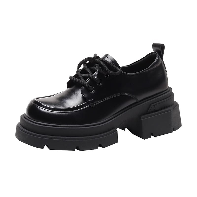 Damen elegante Schnürschuhe mit robustem Plateau und komfortablem Lederoberteil EB