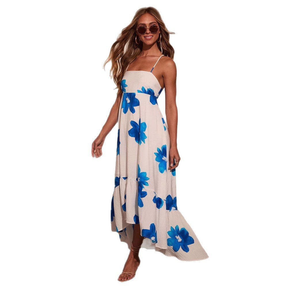 Damen Maxikleid mit elegantem Floral-Design und fließendem Rock EB