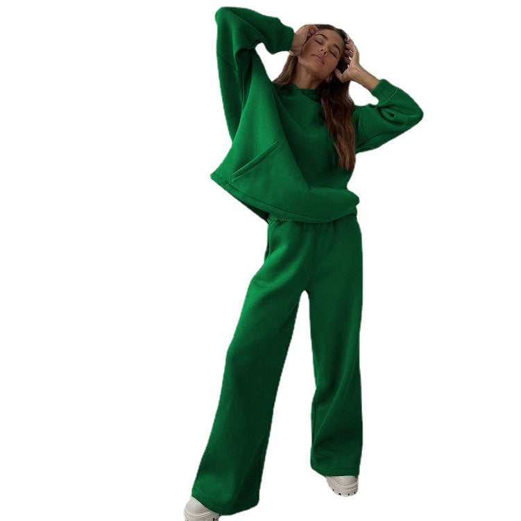 Damen nan Cozy-Komplettset mit extraweichem Oversize-Hoodie, Kängurutasche und High-Waist Palazzo-Sweathose EB