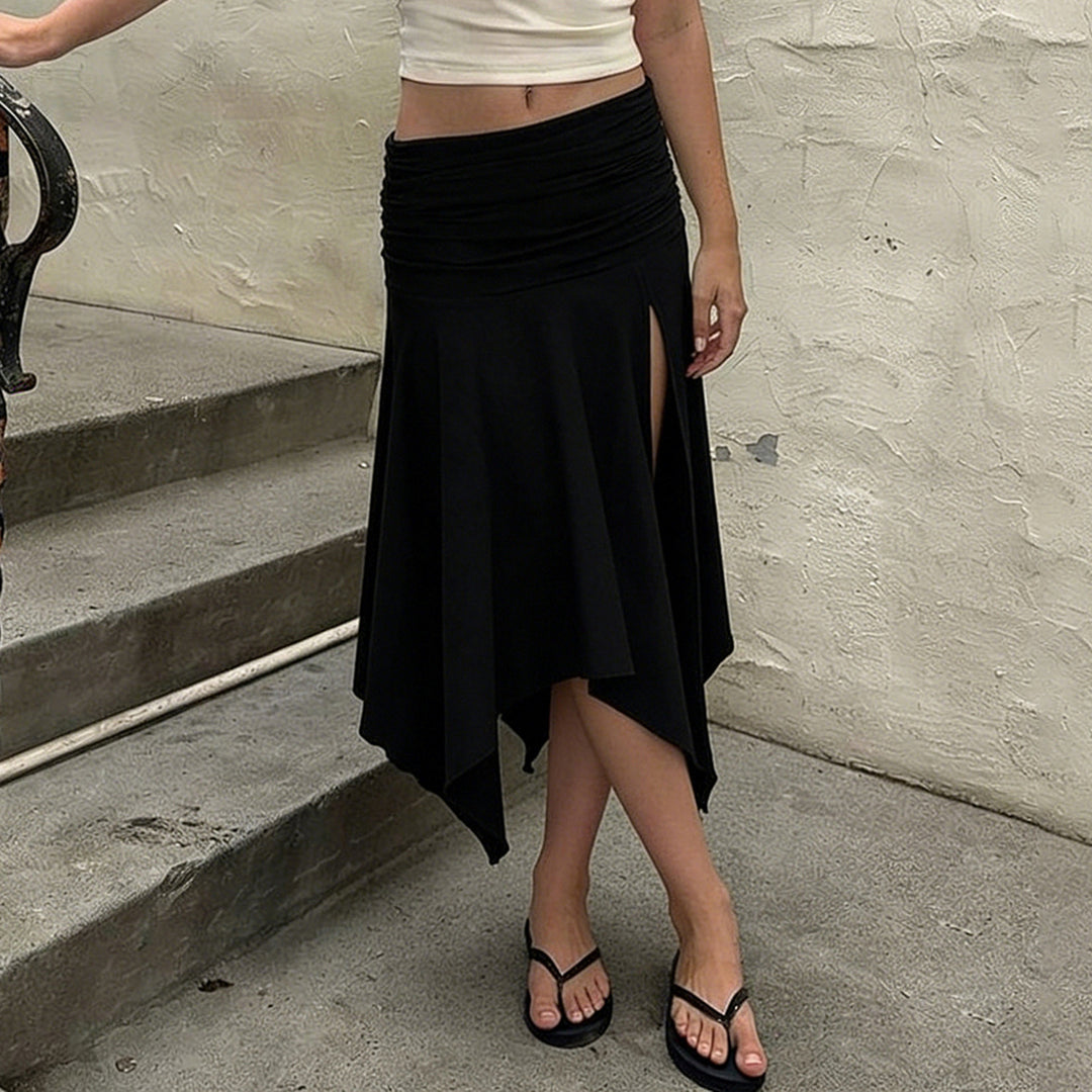 Damen asymmetrischer Wickelrock mit Raffung EB