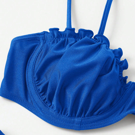 Damen Push-Up-Bikini mit Raffung und verstellbaren Trägern EB