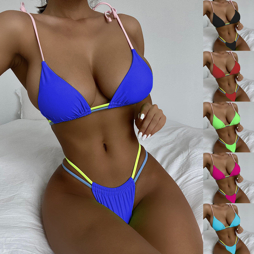 Damen Triangel-Bikini mit innovativem Farbspiel und verstellbaren Bindebändern EB
