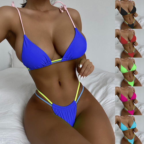 Damen Triangel-Bikini mit innovativem Farbspiel und verstellbaren Bindebändern EB