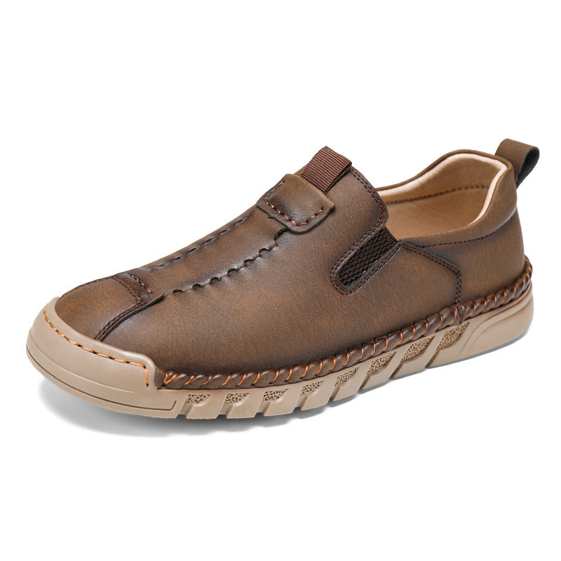 Herren Bequeme Leder Slip-On Schuhe mit elastischem Einschlupfdesign EB