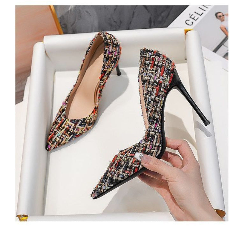 Damen elegante Stiletto-Pumps mit modernen Textilien EB