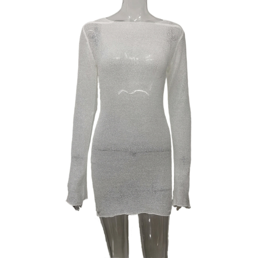 Damen durchscheinendes Häkelkleid EB