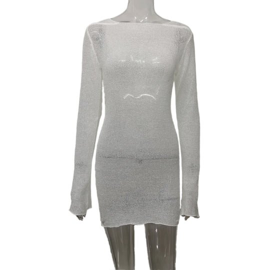 Damen durchscheinendes Häkelkleid EB