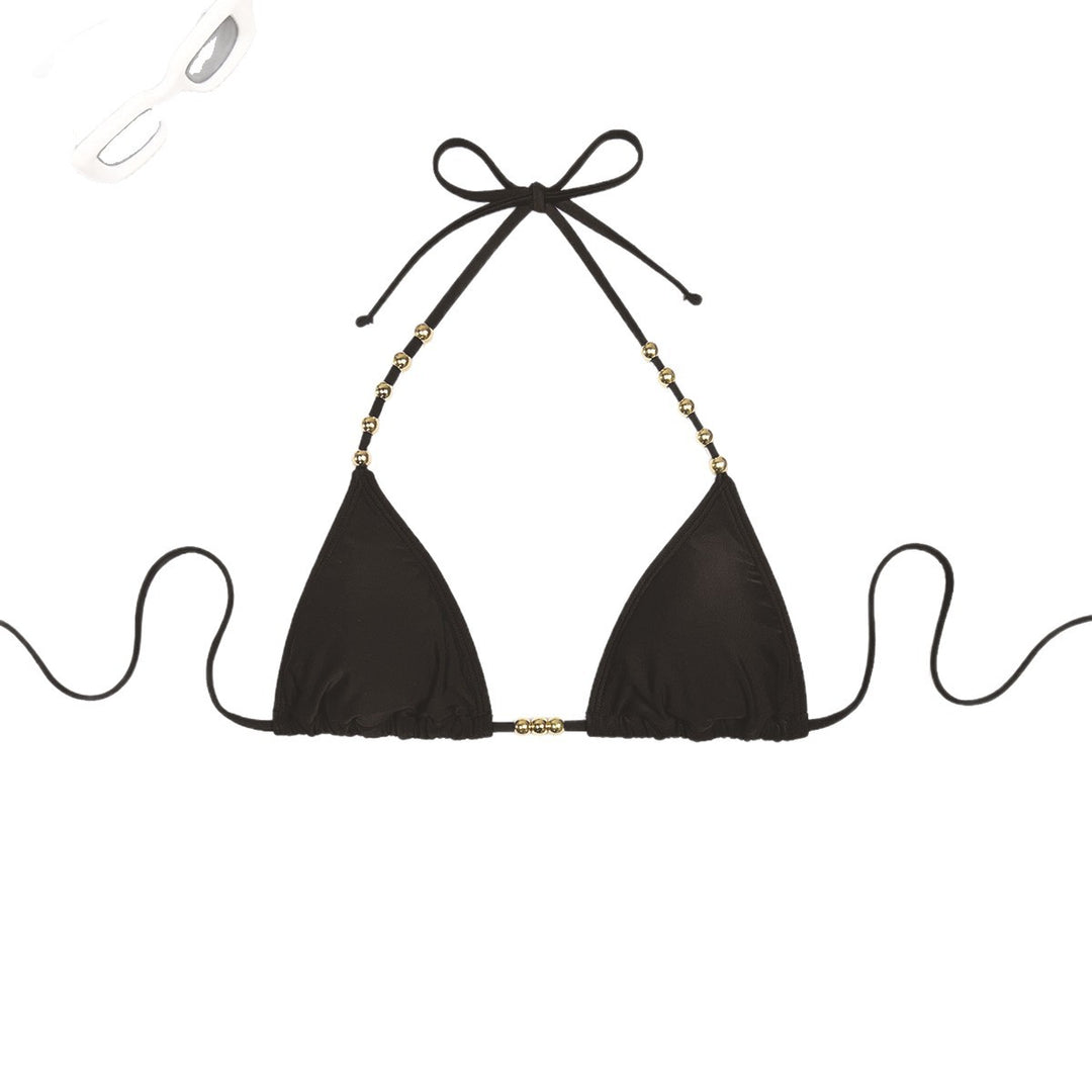 Damen Triangel-Bikini mit dekorativen goldfarbenen Akzenten EB