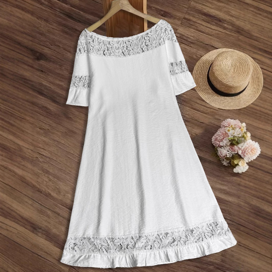 Damen luftiges Sommerkleid mit raffinierten Spitzenakzenten EB