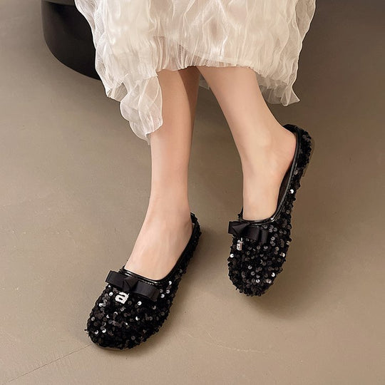 Damen Glitzernde Ballerinas mit Schleifenakzent EB