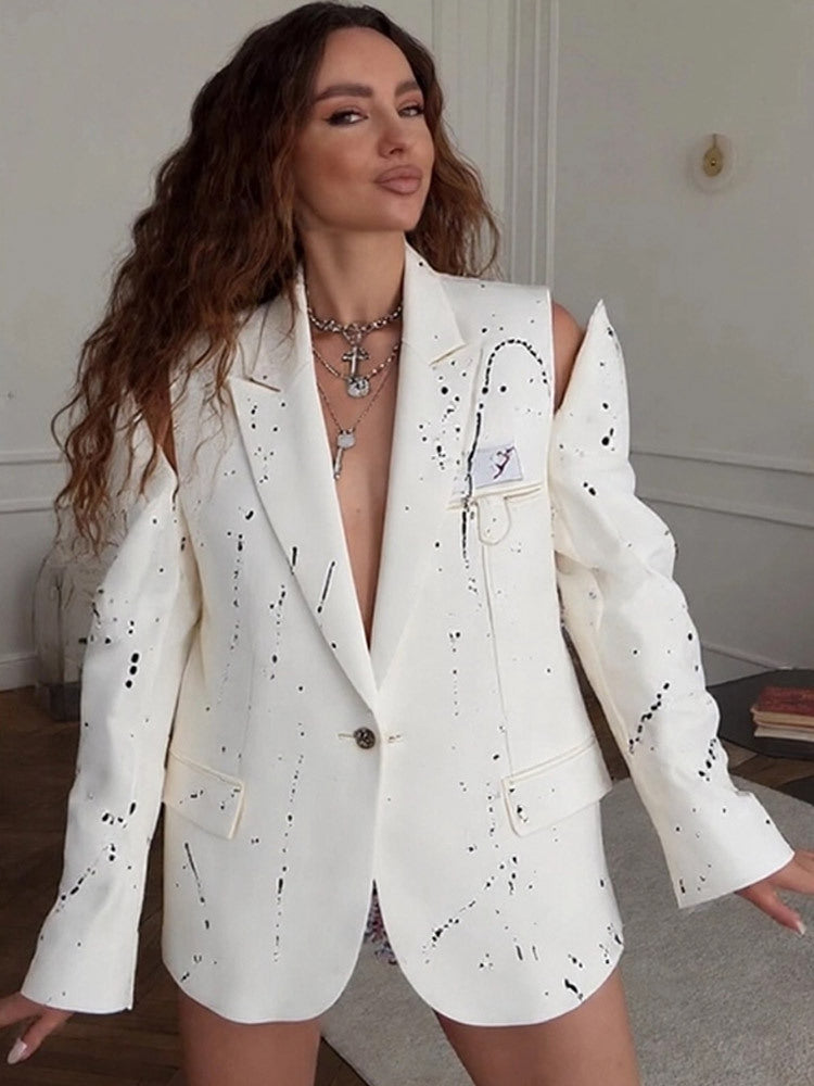 Damen Übergrößen Blazer mit kreativen Designelementen EB