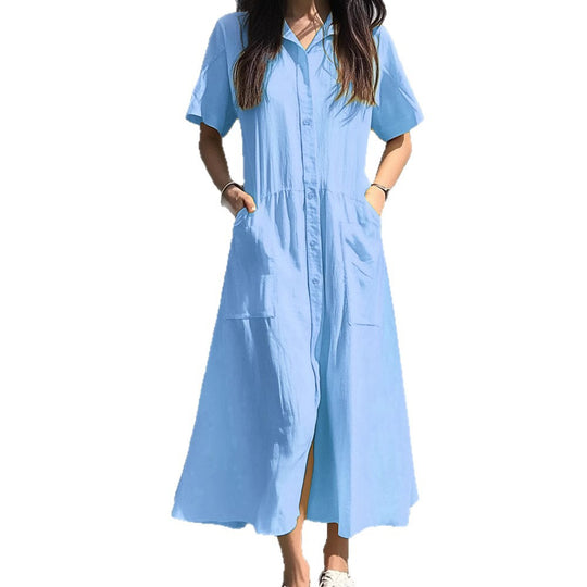 Damen Hemdkleid mit Knopfdetails und praktischen Taschen EB