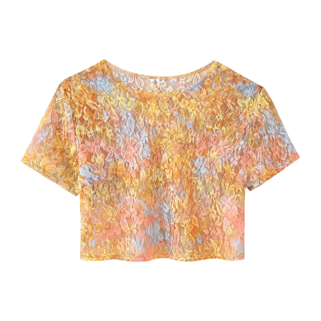 Damen Set aus Crop-Top und Maxi-Rock mit floralen Mustern EB