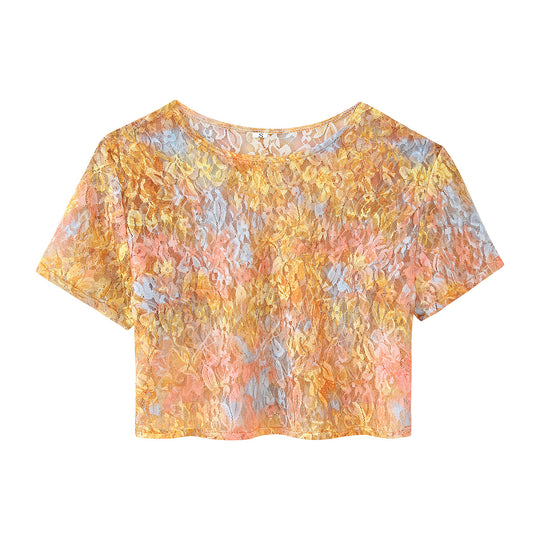 Damen Set aus Crop-Top und Maxi-Rock mit floralen Mustern EB