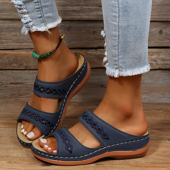 Damen Riemchen-Sandalen mit ergonomischer Fußbett und modischer Schnittführung EB