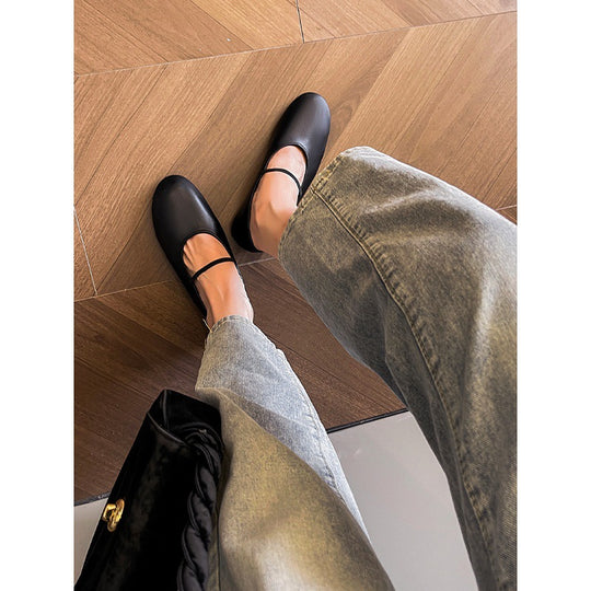 Damen Ballerinas aus hochwertigem, elastischem Material mit modischem Riemen EB