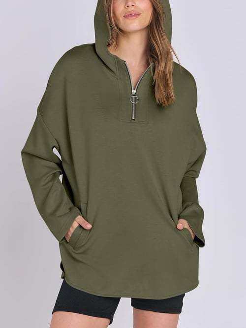 Damen Kapuzenshirt mit Reißverschluss und Taschen EB