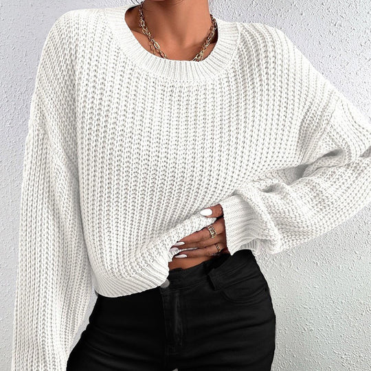 Damen Grobstrickpullover mit lässigem Schnitt und überschnittenen Schultern EB