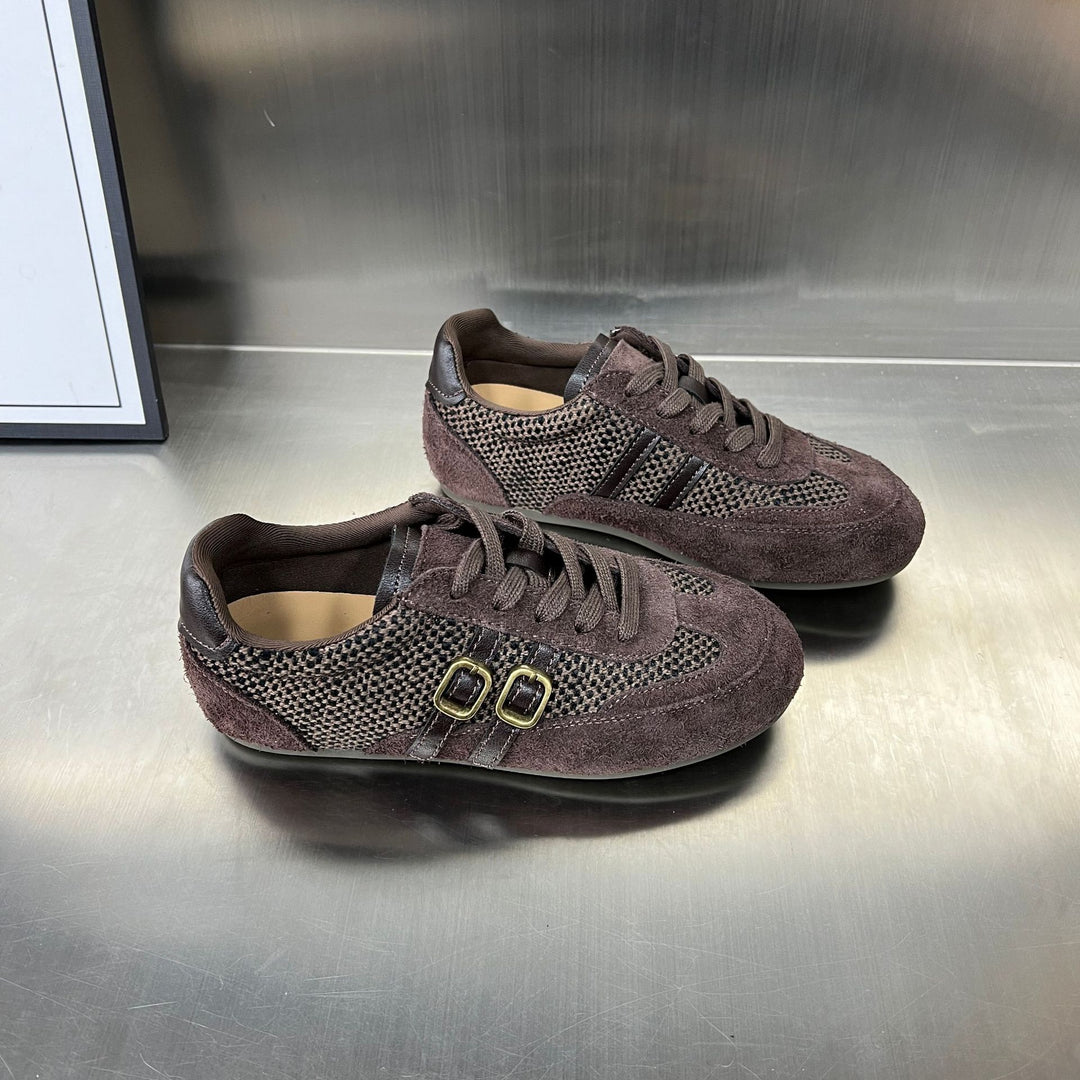 Damen Sportliche Sneakers mit elegantem Geflecht und modischem Schnallenverschluss EB