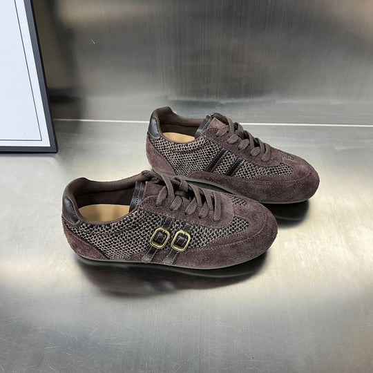 Damen Sportliche Sneakers mit elegantem Geflecht und modischem Schnallenverschluss EB