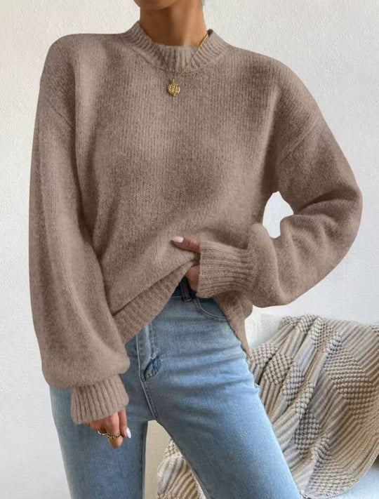 Damen Oversize Feinstrickpullover mit angedeutetem Mohair‑Effekt und verlängerten Rippbündchen EB