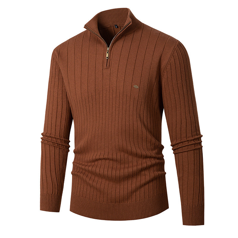 Herren Pullover mit modernem Reißverschluss und Rippenstruktur EB