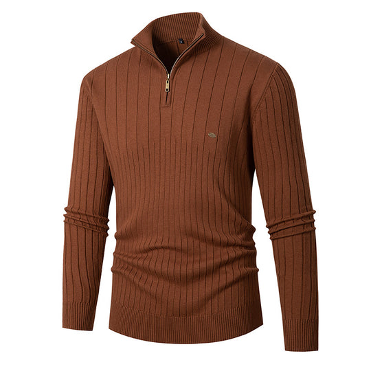 Herren Pullover mit modernem Reißverschluss und Rippenstruktur EB