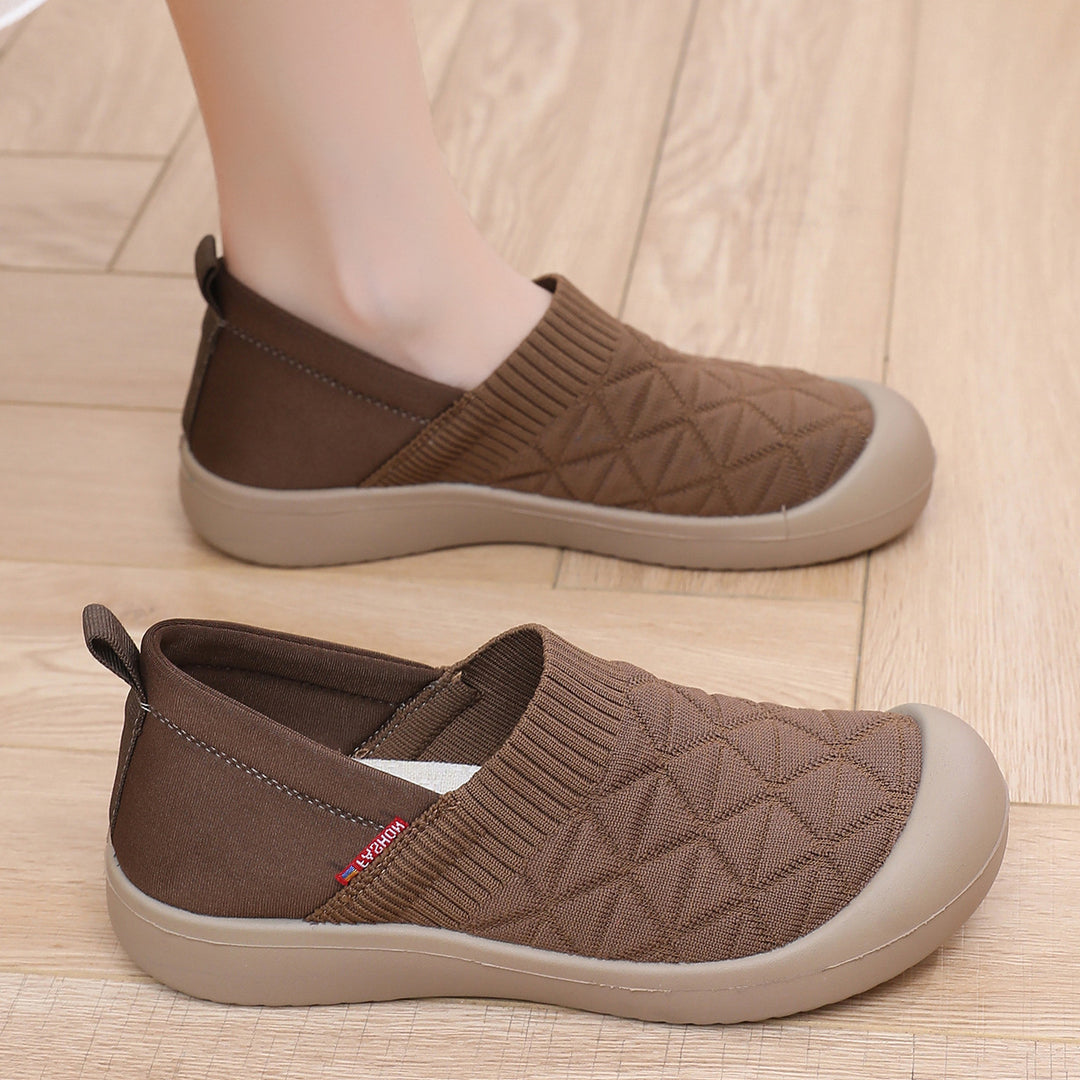 Damen Bequeme Slip-On Freizeitschuhe mit elastischem Bündchen EB