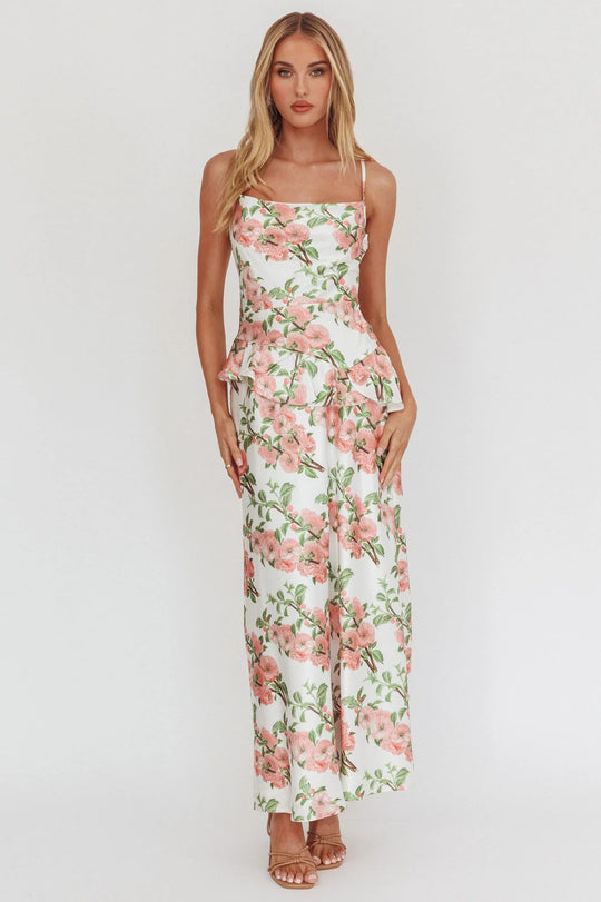 Damen Elegantes Peplum-Kleid mit floralem Design EB