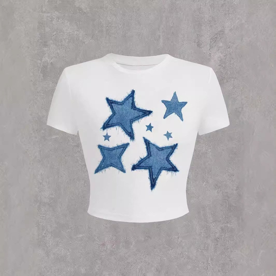 Damen Kurzarm T-Shirt mit auffälligem Motorrad-Design EB