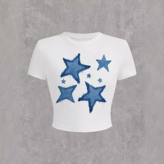 Damen Kurzarm T-Shirt mit auffälligem Motorrad-Design EB