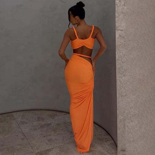 Damen Maxikleid mit raffiniertem Wickeldesign und zarten Spitzenakzenten EB