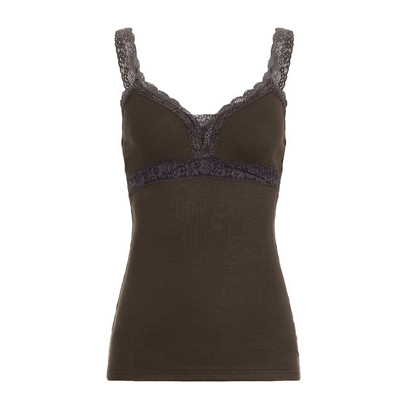 Damen Spitzen-Trägertop mit elegantem Design und zarten Rüschen EB